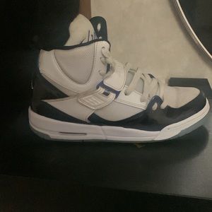 Jordan 45s black blue and white worn